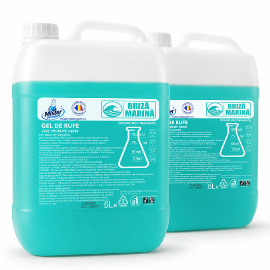 Detergent lichid concentrat rufe - 2x5L Briza Marină - 200 spălări
