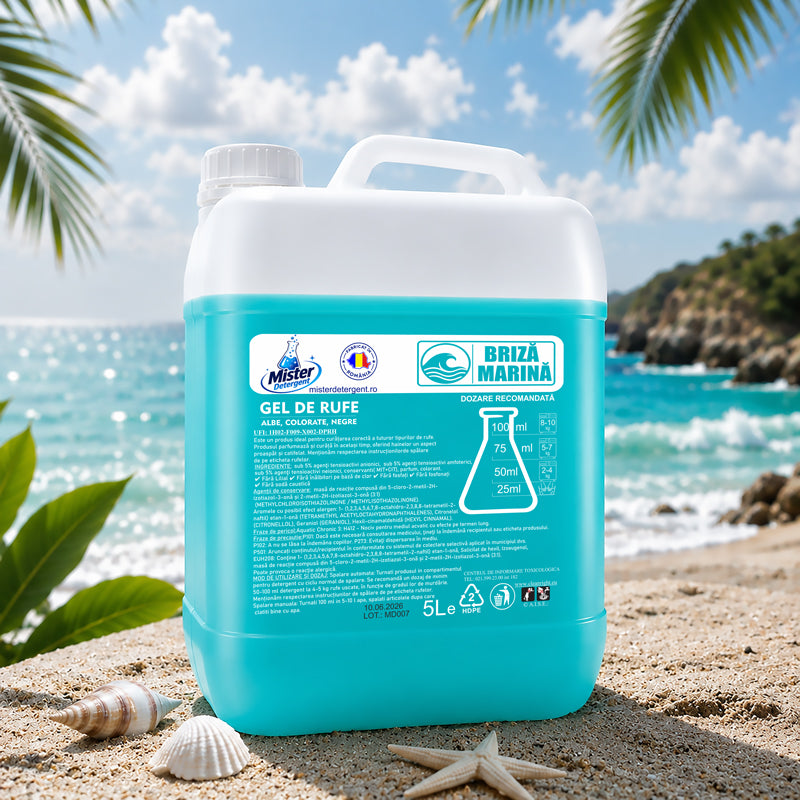 Detergent lichid concentrat rufe - 2x5L Briza Marină - 200 spălări