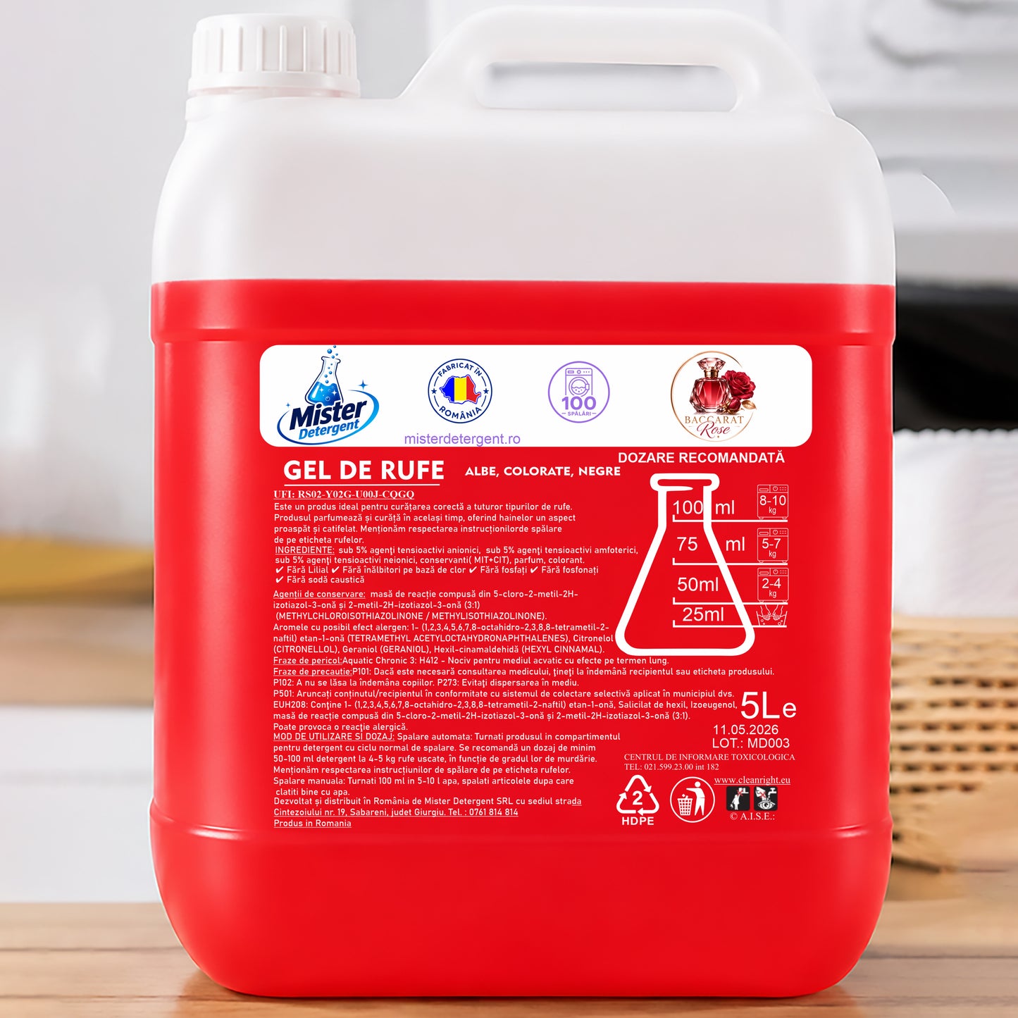 Detergent lichid rufe 10L Baccarat Rose - Pachet 2x5L